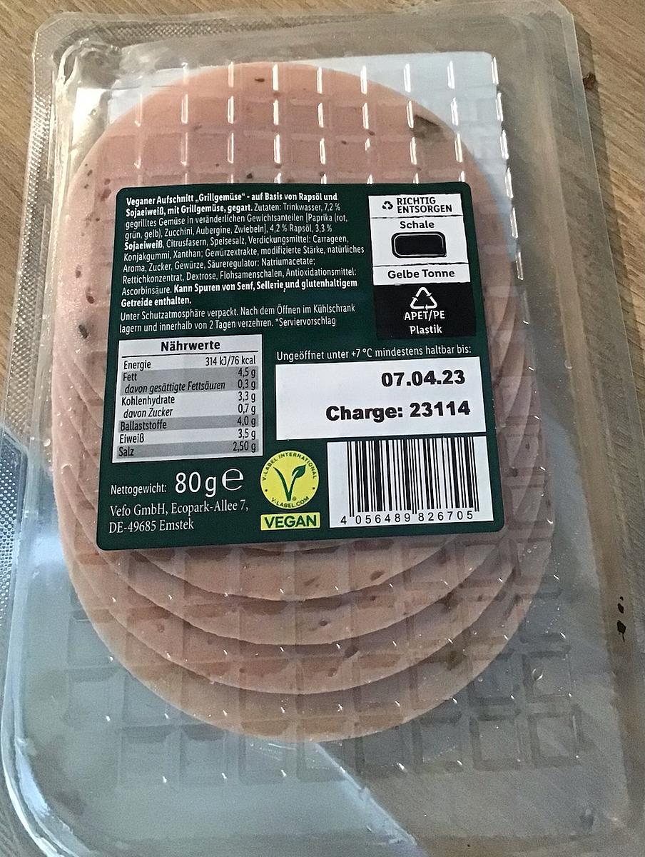 Veganer Schummelmelder von Grillgemüse DE Vemondo/Lidl | Aufschnitt