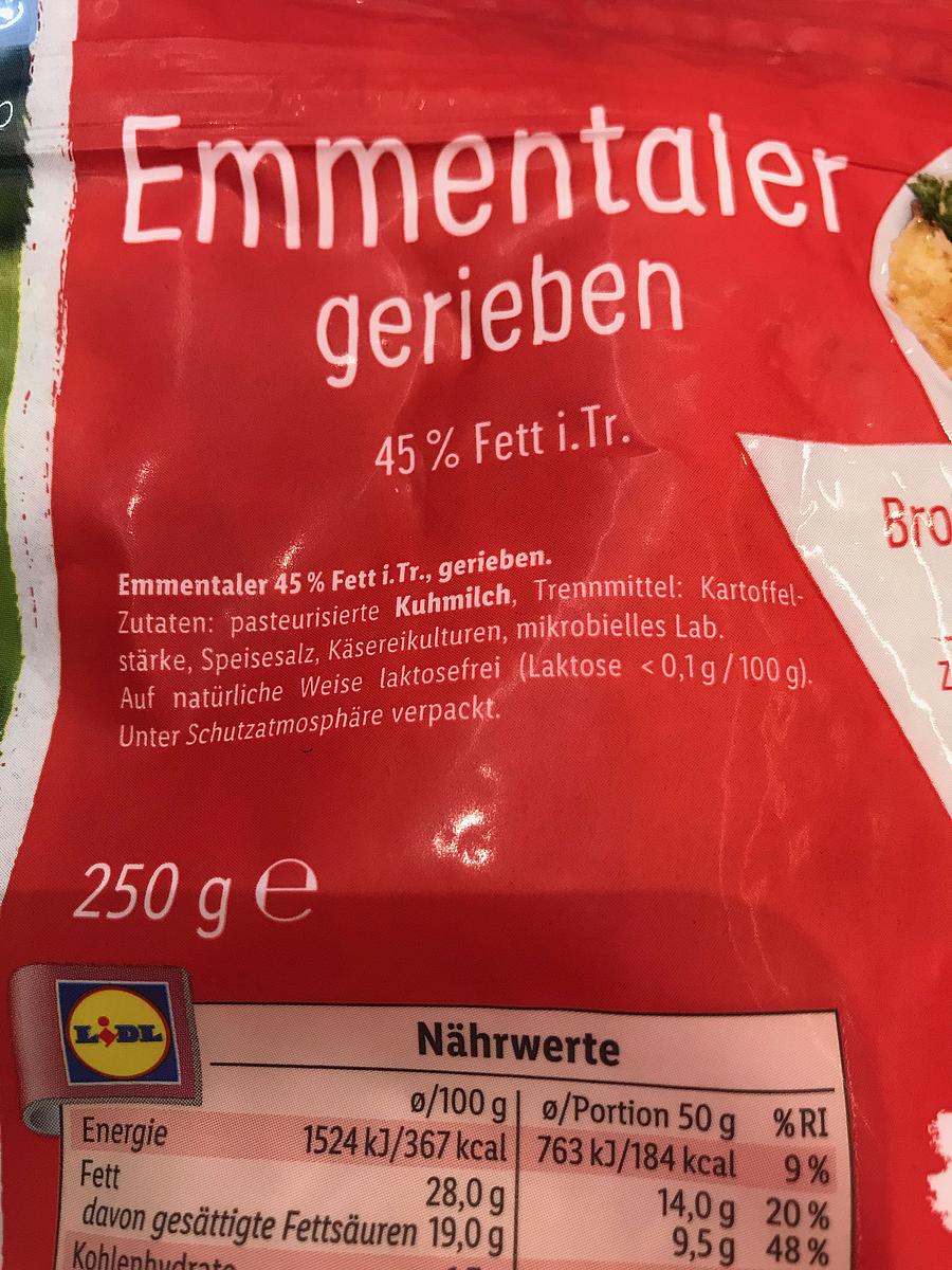 Geriebener Käse (Gouda, Emmentaler, etc.) gestreckt mit Kartoffelstärke von  Verschiedene | Schummelmelder DE